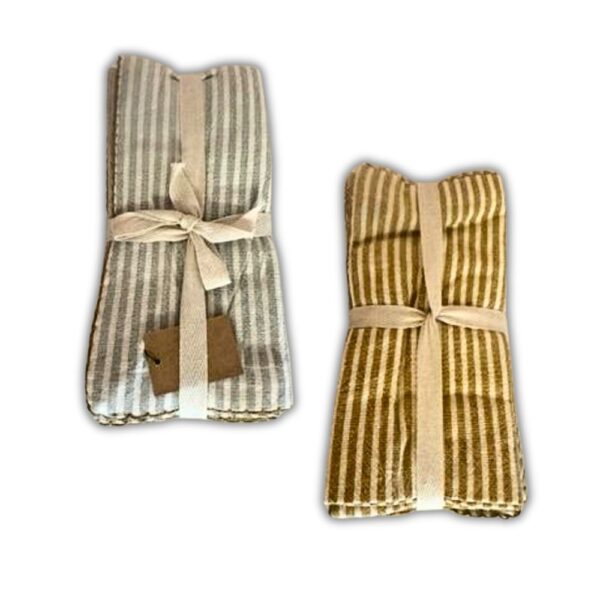 18" Set of 4 Square Striped Cotton Napkins (2 Colors)