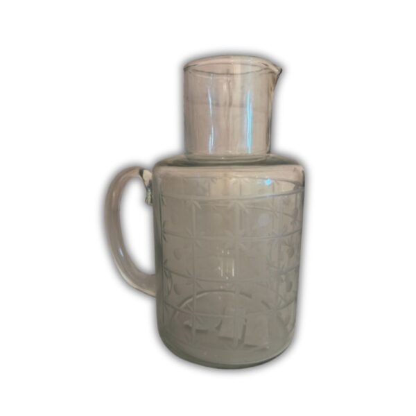 Etched Recycled Glass Pitcher